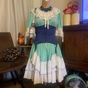 Ruffles ‘n Ribbons by Phyllis Mint & White Dress S